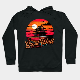 Great Wall of China Vibrant Retro Circle Design Hoodie